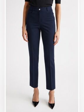 St. John Navy Blue Long Pants Stretch Trouser 516